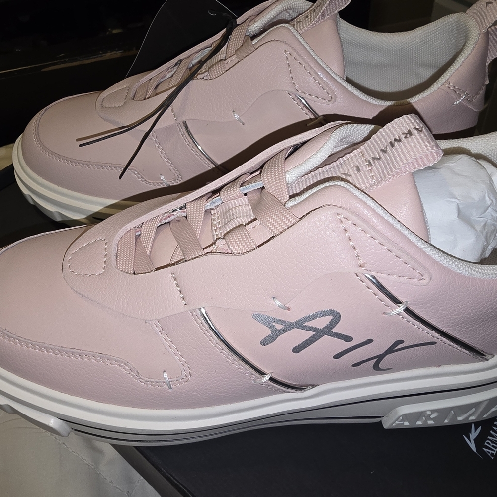 Armani Exchange Rose and Silver Sneakers